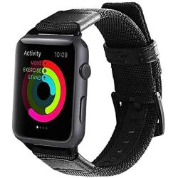 Maxjoy Compatible with Apple Watch Band, 42mm 44mm Nylon Strap Replacement Bands with Metal Clasp Compatible with Apple iWatch SE Series 6 5 4 3 2 1 Sport & Edition, Black