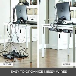 Under Desk Cable Management Tray - Under Desk Cable Organizer for Wire Management. Desk Cable Tray with 25 Extra Straps. Perfect Standing Desk Cable Management Rack (Black Wire Tray - Set of 2X 17)