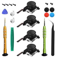 Joycon Joystick Replacement, OKUPAN 21 Pcs Switch Joycon Repair Kit for Nintendo Switch Joy Con Controller Include (4 Pack) Joycon Thumbstick Replacement, 2 Screwdriver, 2 Metal Buckles