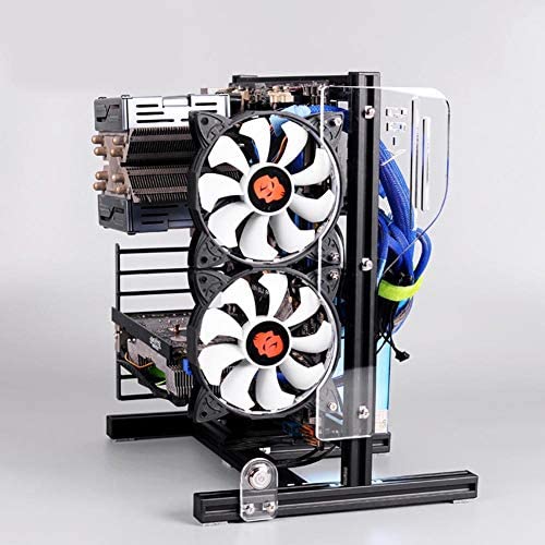 Tangxi M-ATX ATX ITX Motherboard Chassis DIY Set, Computer Aluminum Open Air Frame Chassis Case, DIY Chassis Bracket Open Chassis ATX Vertical Chassis Rack Metal Frame Heat Dissipation (Black)