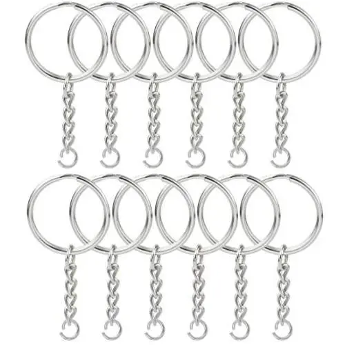 50pcs 1''/25mm Metal Split Key Ring with Chain Key Ring Keychain Ring Parts Open Jump Ring and Connector Accessories for for Keychain and Crafts, Silver 50pcs 1''/25mm Metal Split Key Ring with Chain Key Ring Keychain Ring Parts Open Jump Ring and Connector Accessories for for Keychain and Crafts, Silver