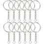 50pcs 1''/25mm Metal Split Key Ring with Chain Key Ring Keychain Ring Parts Open Jump Ring and Connector Accessories for for Keychain and Crafts, Silver