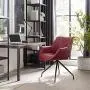 Volans Modern Mid Back Faux Leather Upholstery Home Office Chair with Armrest, No Casters in Black Metal Legs Desk Chair, Matte Burgundy Volans Modern Mid Back Faux Leather Upholstery Home Office Chair with Armrest, No Casters in Black Metal Legs Desk Chair, Matte Burgundy