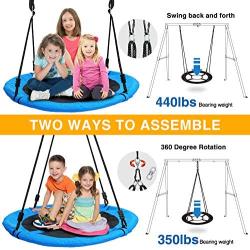 Trekassy 440lbs 40 Inch Saucer Tree Swing Set with Heavy Duty A-Frame Metal Swing Stand