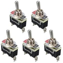 ESUPPORT Heavy Duty 20A 125V 15A 250V SPST 2 Terminal Pin ON/OFF Rocker Toggle Switch Metal Silver Contact Copper Terminal Pack of 5