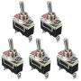 ESUPPORT Heavy Duty 20A 125V 15A 250V SPST 2 Terminal Pin ON/OFF Rocker Toggle Switch Metal Silver Contact Copper Terminal Pack of 5