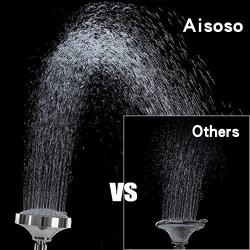 Shower Head High Pressure Rain Fixed Showerhead Rainfall 5-Setting with Adjustable Metal Swivel Ball Joint - Relaxed Shower Experience Even at Low Water Flow & Pressure Aisoso