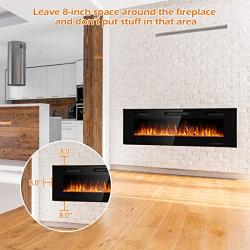 Tangkula 60 Inches Recessed Electric Fireplace, in-Wall & Wall Mounted Electric Heater with Adjustable Flame Color & Speed, Remote Control, Touch Screen, 750-1500W (60 Inches)