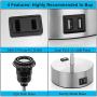Touch Control Table Lamp with 2 USB Charging Ports and AC Outlet, 3-Way Dimmable Bedside Nightstand Table Lamp with Silver Brushed Metal Base for Bedroom, Living Room, Bulb Included
