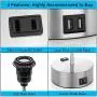 Touch Control Table Lamp with 2 USB Charging Ports and AC Outlet, 3-Way Dimmable Bedside Nightstand Table Lamp with Silver Brushed Metal Base for Bedroom, Living Room, Bulb Included