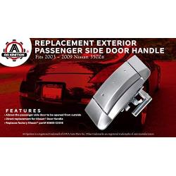 Replacement Passenger Side Exterior Door Handle - Replaces 80606-CD01E, 80606-CD00E - Compatible with Nissan 350Z 2003, 2004, 2005, 2006, 2007, 2008, 2009 - Models 03, 04, 05, 06, 07, 08, 09