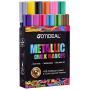 GOTIDEAL Metallic Liquid Chalk Markers, 12 Colors Premium Window Chalkboard Neon Pens, Painting and Drawing for Kids and Adults, Bistro & Restaurant, Wet Erase - Reversible Tip