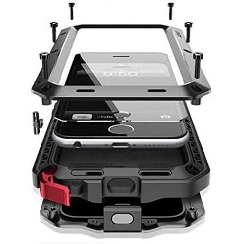 iPhone 6 Case, CarterLily Shockproof Dustproof Waterproof Aluminum Alloy Metal Tempered Glass Cover Case for Apple iPhone 6 4.7 inch - Black