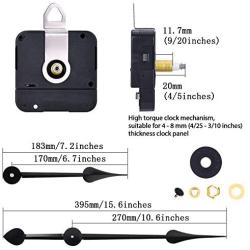 High Torque Clock Movement Mechanism with 270 mm/ 10.6 Inch Big Clock Hands (Shaft Length 4/5 Inch/ 20 mm)