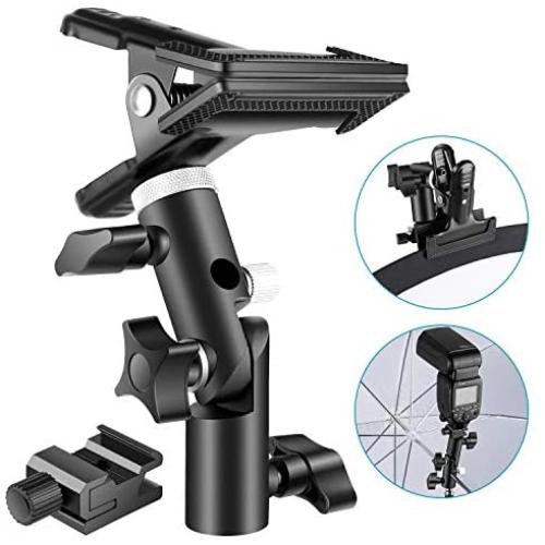 Neewer Photo Studio Heavy Duty Metal Clamp Holder and Cold Shoe Adapter for Clamping Reflector or Mounting Speedlite Flash and Umbrella on Light Stand