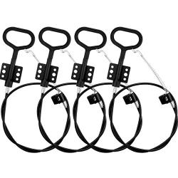 HNBun 4Pcs Recliner Pull Cable Replacement, Universal D-Ring Sofa Recliner Cables Black Couch Release Cables Replacement, Hook Exposed Cable Length 5.3 Inch with S Tip, Total Length 40.5 Inch