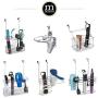 mDesign Metal Over Door Hair Care & Styling Tool Storage Organizer Basket for Hair Dryer, Flat Iron, Curling Wand, Hair Straightener, Brush - Hang Inside or Outside Cabinet Doors, 2 Sections - Chrome