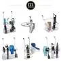 mDesign Metal Over Door Hair Care & Styling Tool Storage Organizer Basket for Hair Dryer, Flat Iron, Curling Wand, Hair Straightener, Brush - Hang Inside or Outside Cabinet Doors, 2 Sections - Chrome