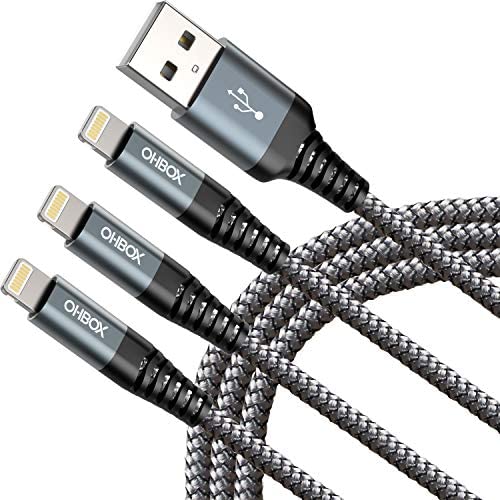 3ft Lightning Cable, Durable iPhone Charger Cable 3 Foot Braided Fast Sync USB Charging Power Cord Compatible with iPhone 11 Pro Max/X/XS/XR/8 Plus/7 Pus/ 6s Plus/5 SE/Pad Mini/A