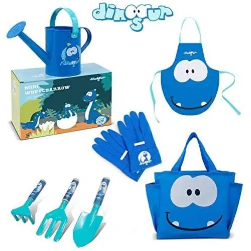 Colwelt Kids Gardening Tool Set, 7Pcs Childrens Gardening Set with Metal Watering Can, Fork, Rake, Trowel, Kids Apron, Gloves, Tote Bag Colwelt Kids Gardening Tool Set, 7Pcs Childrens Gardening Set with Metal Watering Can, Fork, Rake, Trowel, Kids Apron, Gloves, Tote Bag