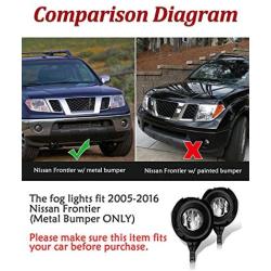 Fog Lights For Nissan Frontier 2005-2016 (Metal Bumper Only) OEM Replacement Fog Lamps 2PCS With Clear Lens AUTOWIKI