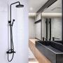 Oil Rubbed Bronze Rain Shower System Set 2 Knobs Mixing 8 Inch Rainfall Shower Head with Handheld Spray Bathroom Shower Faucet