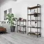 Barnyard Designs Furniture 3-Tier Etagere Bookcase, Solid Pine Open Wood Shelves, Rustic Modern Industrial Metal and Wood Style Bookshelf, Brown, 38.5'' x 29.5''x 11.75''