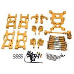 F Fityle Metal Upgrade Part Kits for WLtoys 1/12 124019 1:14 144001 RC Car Truck Front/Rear Swing Arms Steering Group Front/Rear Shock Mounts - Golden