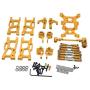 F Fityle Metal Upgrade Part Kits for WLtoys 1/12 124019 1:14 144001 RC Car Truck Front/Rear Swing Arms Steering Group Front/Rear Shock Mounts - Golden