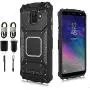 Compatible with Samsung Galaxy A6 2018, Feather Light Aluminum Metal Rugged Cover, Defender Case for Samsung Galaxy A6 SM-A600A 2018 [Value Bundle] (Black)