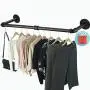 Crehomfy Industrial Pipe Clothes Rack with 3 S-shaped Hooks, 36L Wall Mounted Garment Rack, Heavy Duty Iron Garment Bar, Clothes Hanging Rod Bar for Laundry Room Closet Storage, Max Load 135Lb Black Crehomfy Industrial Pipe Clothes Rack with 3 S-shaped Hooks, 36L Wall Mounted Garment Rack, Heavy Duty Iron Garment Bar, Clothes Hanging Rod Bar for Laundry Room Closet Storage, Max Load 135Lb Black