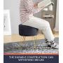 Ornavo Home Modern Round Velvet Storage Ottoman Foot Rest Stool/Seat with Gold Metal Legs & Tray Top Coffee Table - Grey