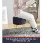 Ornavo Home Modern Round Velvet Storage Ottoman Foot Rest Stool/Seat with Gold Metal Legs & Tray Top Coffee Table - Grey