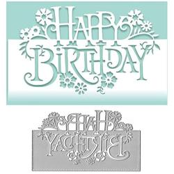 Happy Birthday Metal Die Cuts,Letter Flower Leaf Birthday Party Invitation Cutting Dies Cut Stencils DIY Scrapbooking Album Decorative Embossing Paper Dies for Card Making