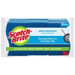 Scotch-Brite Non-Scratch Scrub Sponges, 9 Scrub Sponges, Lasts 50% Longer than the Leading National Value Brand