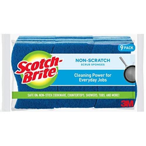 Scotch-Brite Non-Scratch Scrub Sponges, 9 Scrub Sponges, Lasts 50% Longer than the Leading National Value Brand