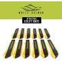 White Kaiman 12 Pack Utility Knife w/Retractable Razor Blades ~ Self Locking Handle and Snap Away Tool for Extended Life Blades ~ 18mm Blade Box Cutter (Yellow-Upgrade)