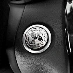 MAXDOOL AMG Interior Auto Start Engine Ignition Button Key Knobs Decals Stickers Emblem Accessories Silver for Mercedes Benz A B E GLK GLA CLA GLE ML GL Class (35mm Start Engine Button)