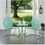 Crosley Furniture KO10004AQ Griffith 3-Piece Retro Metal Outdoor Seating Set with 2 Chairs and Side Table, Aqua