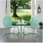 Crosley Furniture KO10004AQ Griffith 3-Piece Retro Metal Outdoor Seating Set with 2 Chairs and Side Table, Aqua
