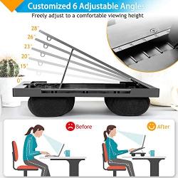 LORYERGO Lap Desk - Adjustable Laptop Stand, Laptop Lap Desk w/ Detachable Mouse Pad & Dual Cushions, Portable Laptop Desk Fits Up to 15.6'' Laptops, Lap Desk for Writing & Drawing, for Sofa & Bed