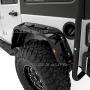 Razer Auto Rock Crawler Stubby Gloss Black Painted Pocket Style+Rivet Front+Rear 4pcs Fender Flares w/ 10x LED Light Side Maker (Black) for 07-17 Jeep Wrangler JK