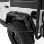 Razer Auto Rock Crawler Stubby Gloss Black Painted Pocket Style+Rivet Front+Rear 4pcs Fender Flares w/ 10x LED Light Side Maker (Black) for 07-17 Jeep Wrangler JK