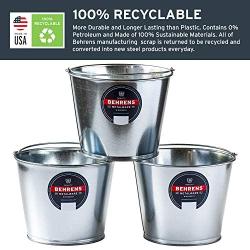 Behrens 1205GS 3-Pack Galvanized Steel Utility Pail, 5-Quart, silver