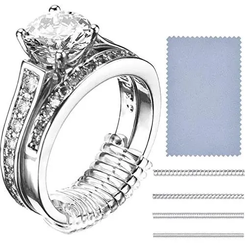 Frienda 16 Pieces Ring Sizer Adjuster for Loose Rings with Silver Polishing Cloth, 4 Sizes