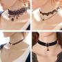 Trasfit 10 Pieces Lace Choker Necklace for Women Girls, Black Classic Velvet Stretch Punk Gothic Tattoo Lace (Style #1)