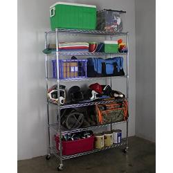 SafeRacks NSF 6-Tier Wire Shelving Rack with Wheels, Zinc, 18'' x 48'' x 72''