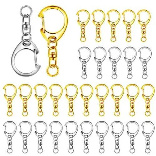 Roctee 70 Pcs Jump Rings D-snap Hook Split Key Ring with Chain | Metal Keychain Parts with 8mm Open Jump Ring and Connector | Key Rings Clips Accessories for DIY (Silver+Gold) Roctee 70 Pcs Jump Rings D-snap Hook Split Key Ring with Chain | Metal Keychain Parts with 8mm Open Jump Ring and Connector | Key Rings Clips Accessories for DIY (Silver+Gold)