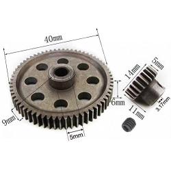 Hobbypark 11184 Steel Metal Spur Diff Differential Main Gear 64T & 11181 Motor Gear 21T RC Replacement Parts for Redcat Volcano EPX HSP 1/10 Monster Truck Brontosaurus 94111