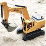 Channel Full Functional Remote Control Excavator Toy with Metal Shovel, Rechargeable Construction Vehicle with Sound & Flashing Lights for 3 4 5 6 7 8 Year Old Boys and Girls Birthday Gifts